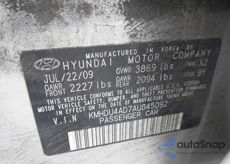 2010 Hyundai Elantra Gls from USA, damaged, VIN KMHDU4AD7AU845092